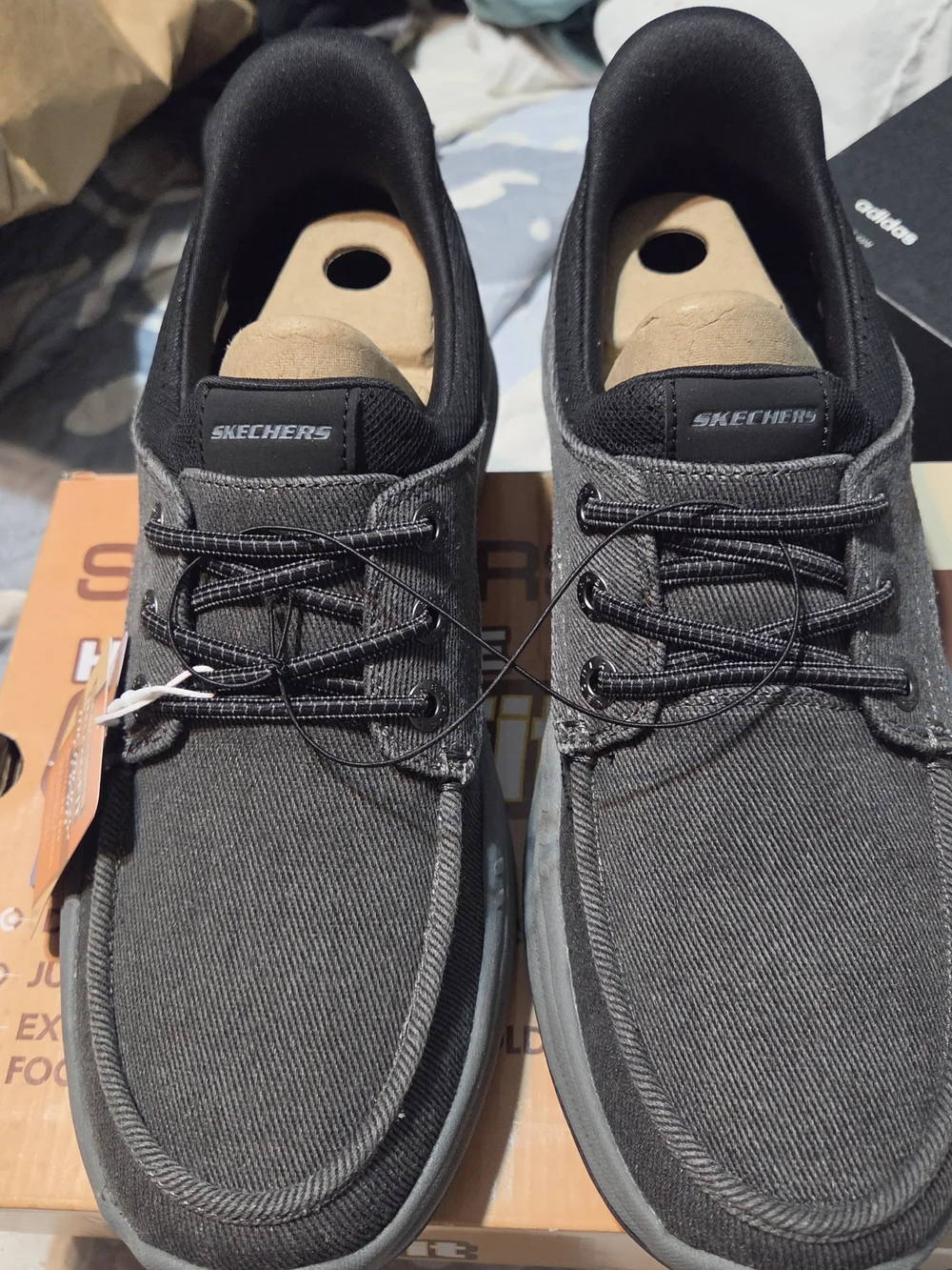 Skechers Men's Charcoal Gray Canvas Slip-On Loafers